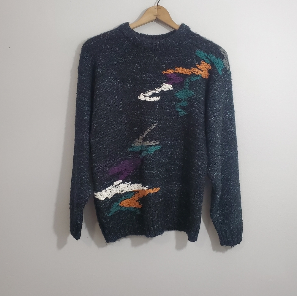 Vintage Index Abstract Knit Grandpa Sweater